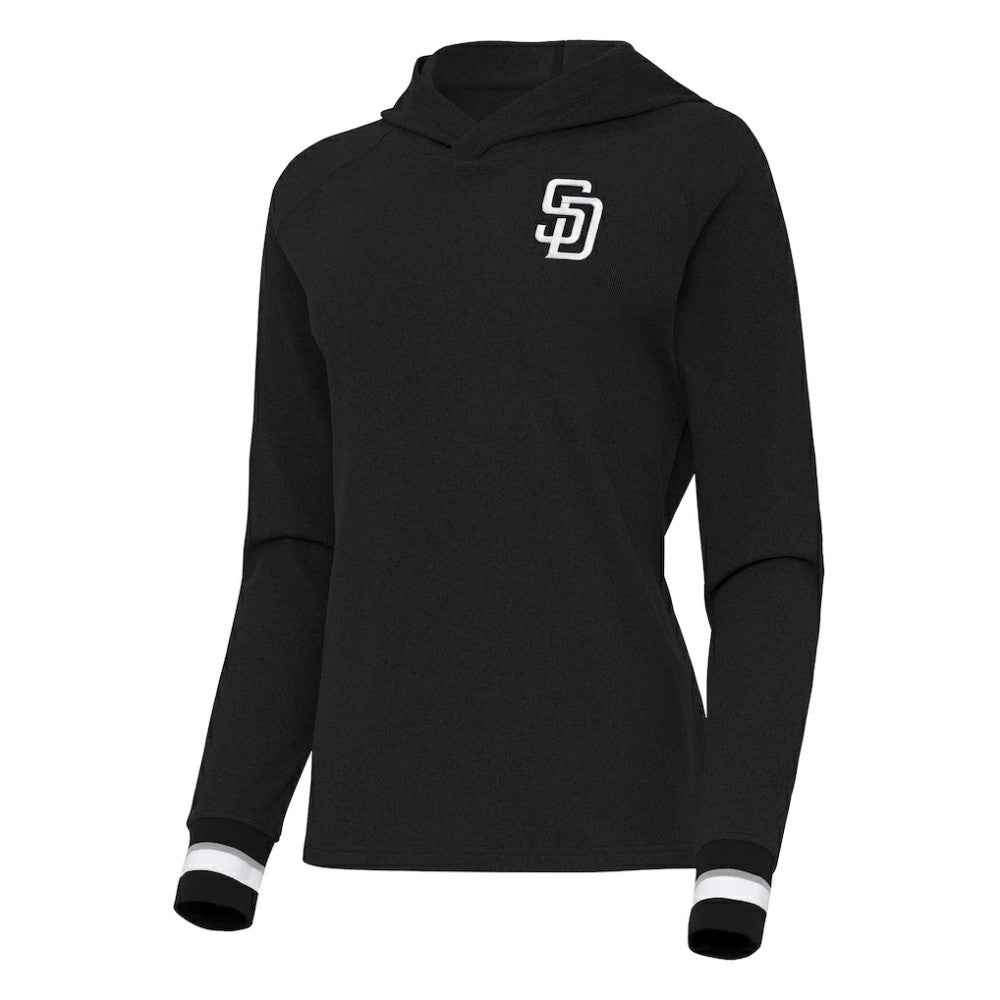 San Diego Padres Antigua Women's Trek Pullover Hoodie - Black - MLB Sale
