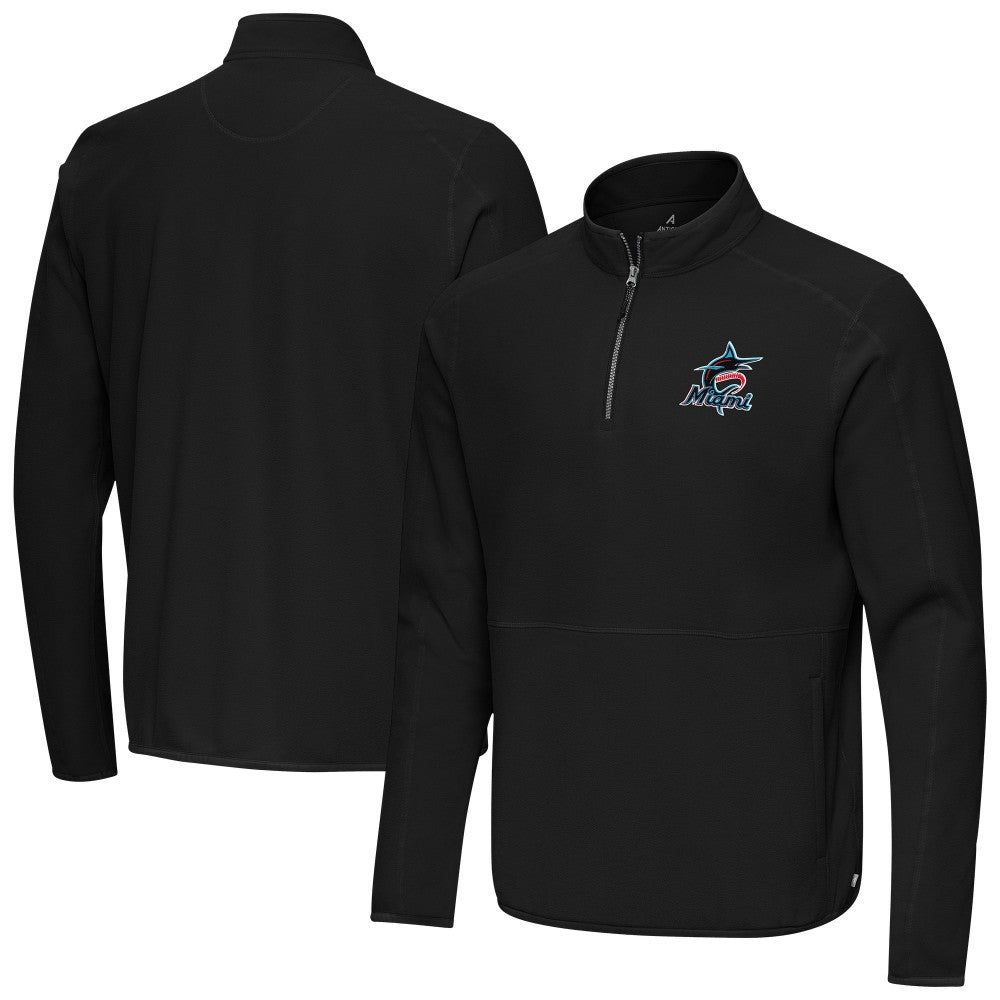 Miami Marlins Antigua Step Up Quarter-Zip Pullover - Black - MLB on Sale