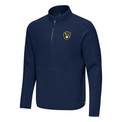 Milwaukee Brewers Antigua Step Up Quarter-Zip Pullover - Navy - MLB Lifestyle