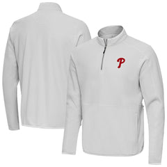 Philadelphia Phillies Antigua Step Up Quarter-Zip Pullover - Gray - MLB Lifestyle