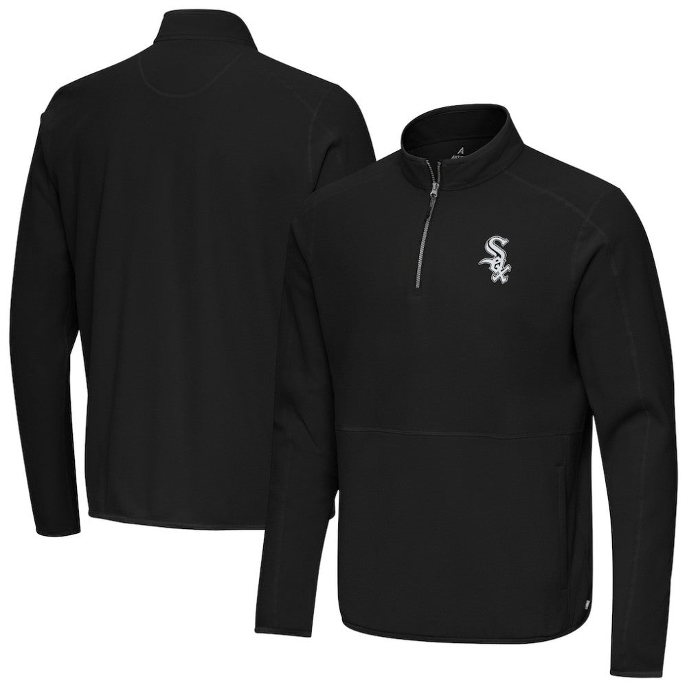 Chicago White Sox Antigua Step Up Quarter-Zip Pullover - Black - MLB on Sale