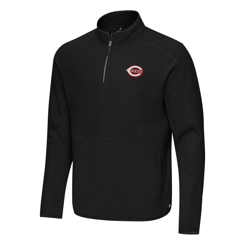 Cincinnati Reds Antigua Step Up Quarter-Zip Pullover - Black - MLB Discount