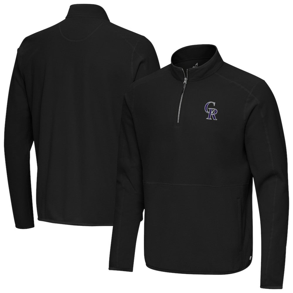 Colorado Rockies Antigua Step Up Quarter-Zip Pullover - Black - MLB Online