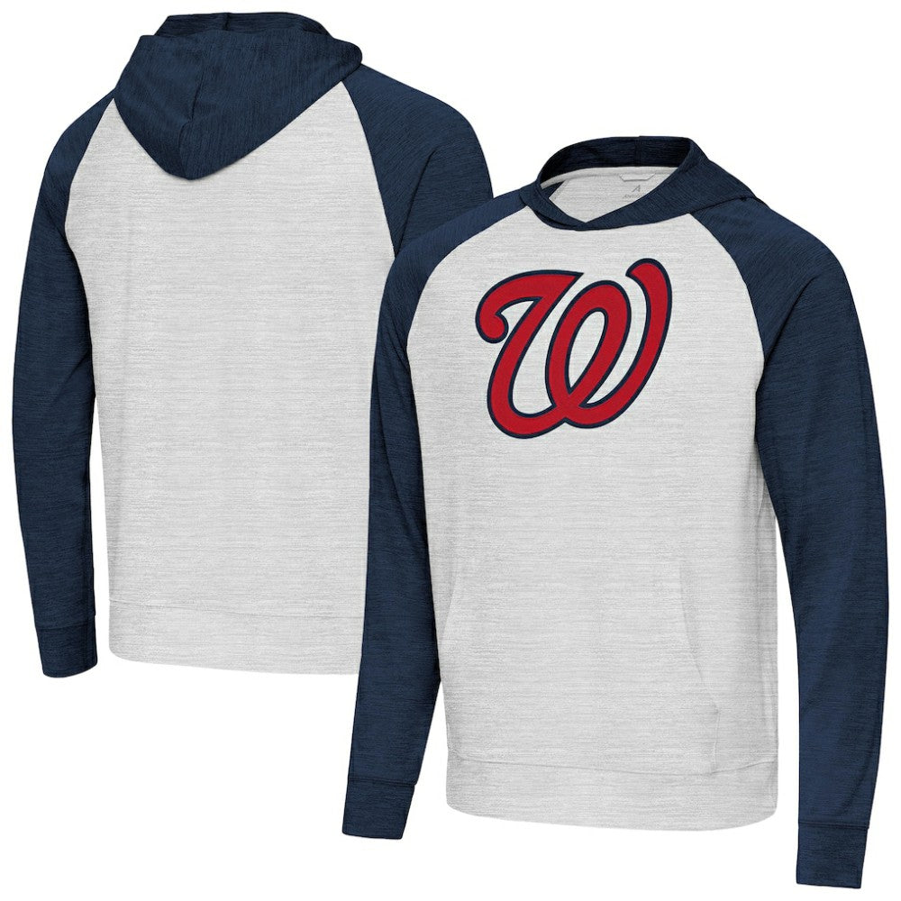 Washington Nationals Antigua Urgent Pullover Hoodie - Heather Navy/Gray - MLB Lifestyle