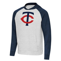 Minnesota Twins Antigua Urgent Pullover Hoodie - Heather Navy/Gray - MLB Sale