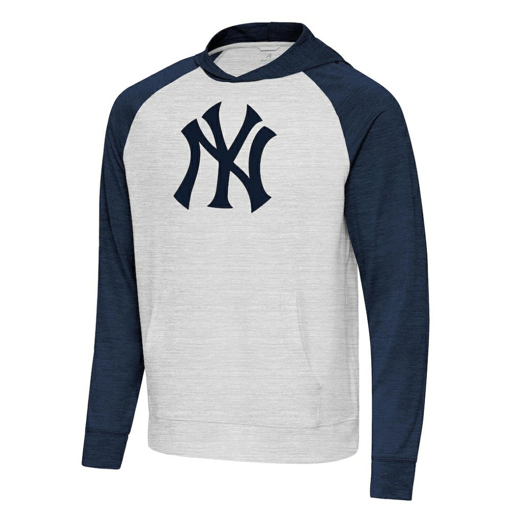 New York Yankees Antigua Urgent Pullover Hoodie - Heather Navy/Gray - MLB Discount