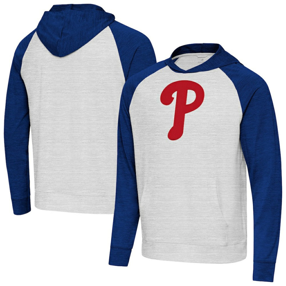 Philadelphia Phillies Antigua Urgent Pullover Hoodie - Royal/Gray - MLB Sale