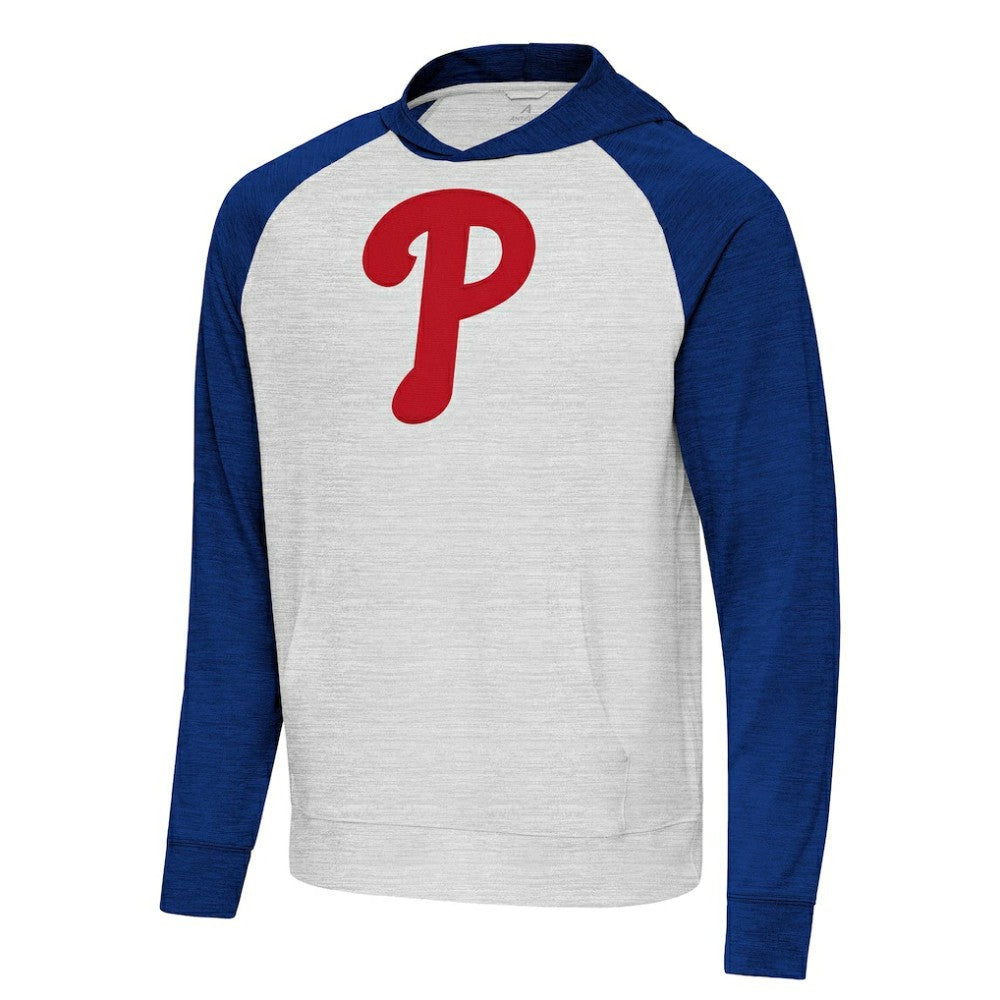 Philadelphia Phillies Antigua Urgent Pullover Hoodie - Royal/Gray - MLB Sale