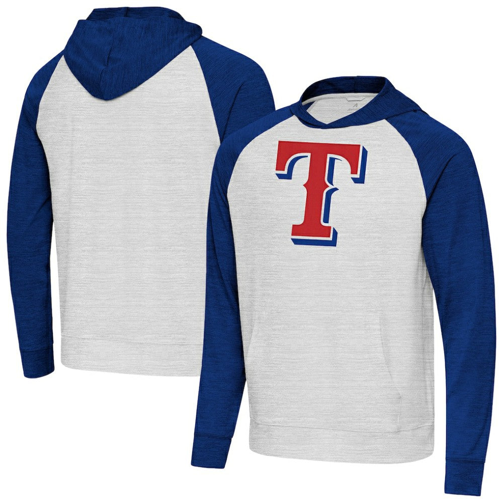 Texas Rangers Antigua Urgent Pullover Hoodie - Royal/Gray - MLB Discount