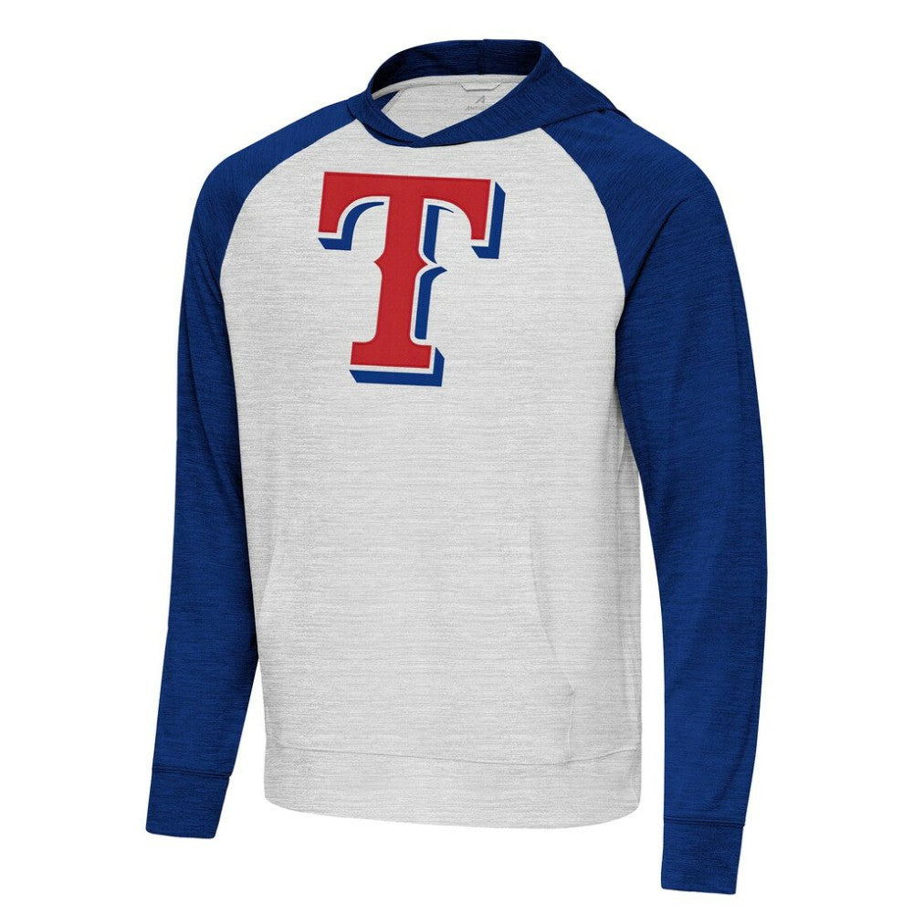 Texas Rangers Antigua Urgent Pullover Hoodie - Royal/Gray - MLB Discount