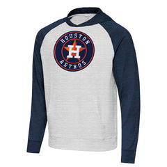 Houston Astros Antigua Urgent Pullover Hoodie - Heather Navy/Gray - MLB Lifestyle