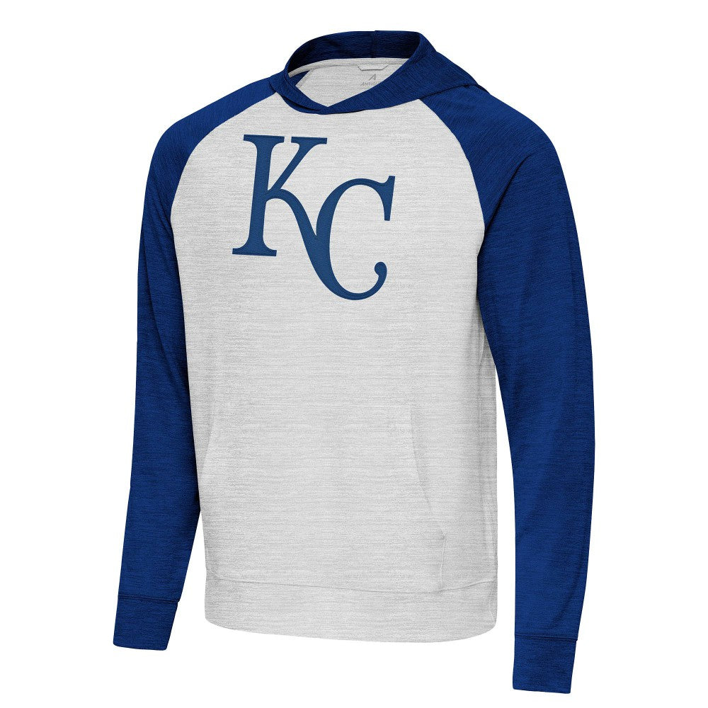 Kansas City Royals Antigua Urgent Pullover Hoodie - Royal/Gray - MLB Lifestyle
