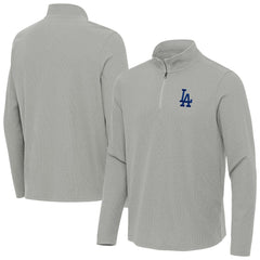 Los Angeles Dodgers Antigua Sync Tri-Blend Quarter-Zip Pullover - Heather Gray - MLB Sale