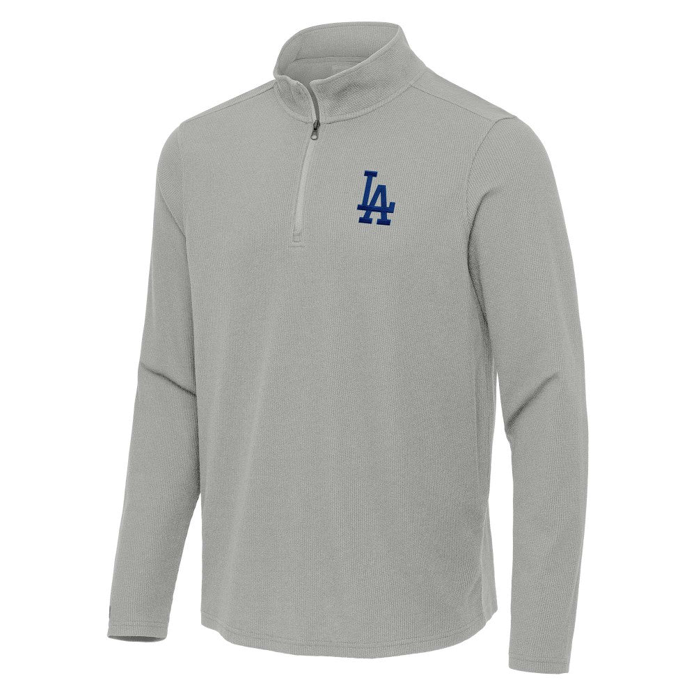 Los Angeles Dodgers Antigua Sync Tri-Blend Quarter-Zip Pullover - Heather Gray - MLB Sale