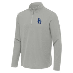 Los Angeles Dodgers Antigua Sync Tri-Blend Quarter-Zip Pullover - Heather Gray - MLB Sale