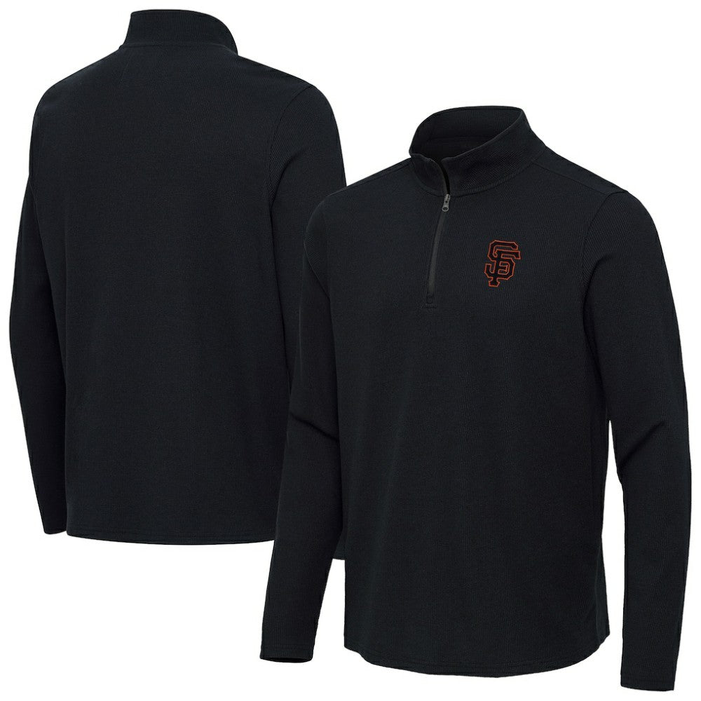 San Francisco Giants Antigua Sync Tri-Blend Quarter-Zip Pullover - Heather Black - MLB Online