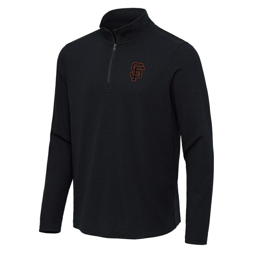 San Francisco Giants Antigua Sync Tri-Blend Quarter-Zip Pullover - Heather Black - MLB Online