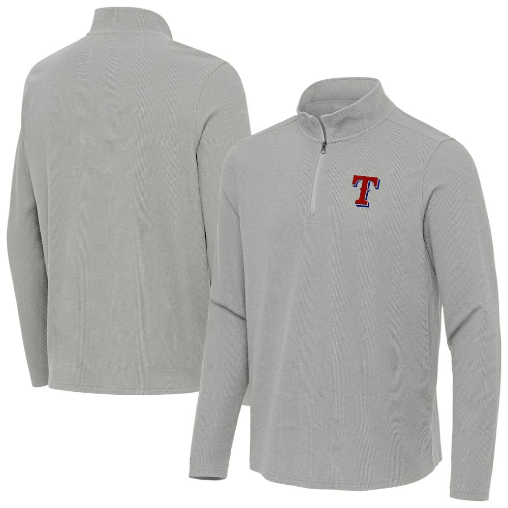 Texas Rangers Antigua Sync Tri-Blend Quarter-Zip Pullover - Heather Gray - MLB Online