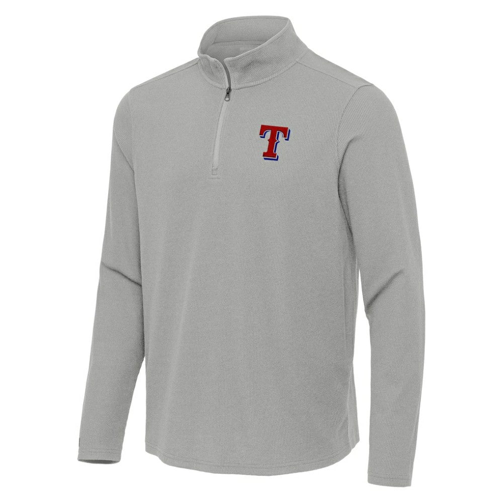 Texas Rangers Antigua Sync Tri-Blend Quarter-Zip Pullover - Heather Gray - MLB Online