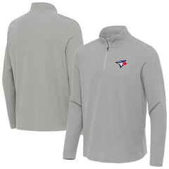 Toronto Blue Jays Antigua Sync Tri-Blend Quarter-Zip Pullover - Heather Gray - MLB Discount