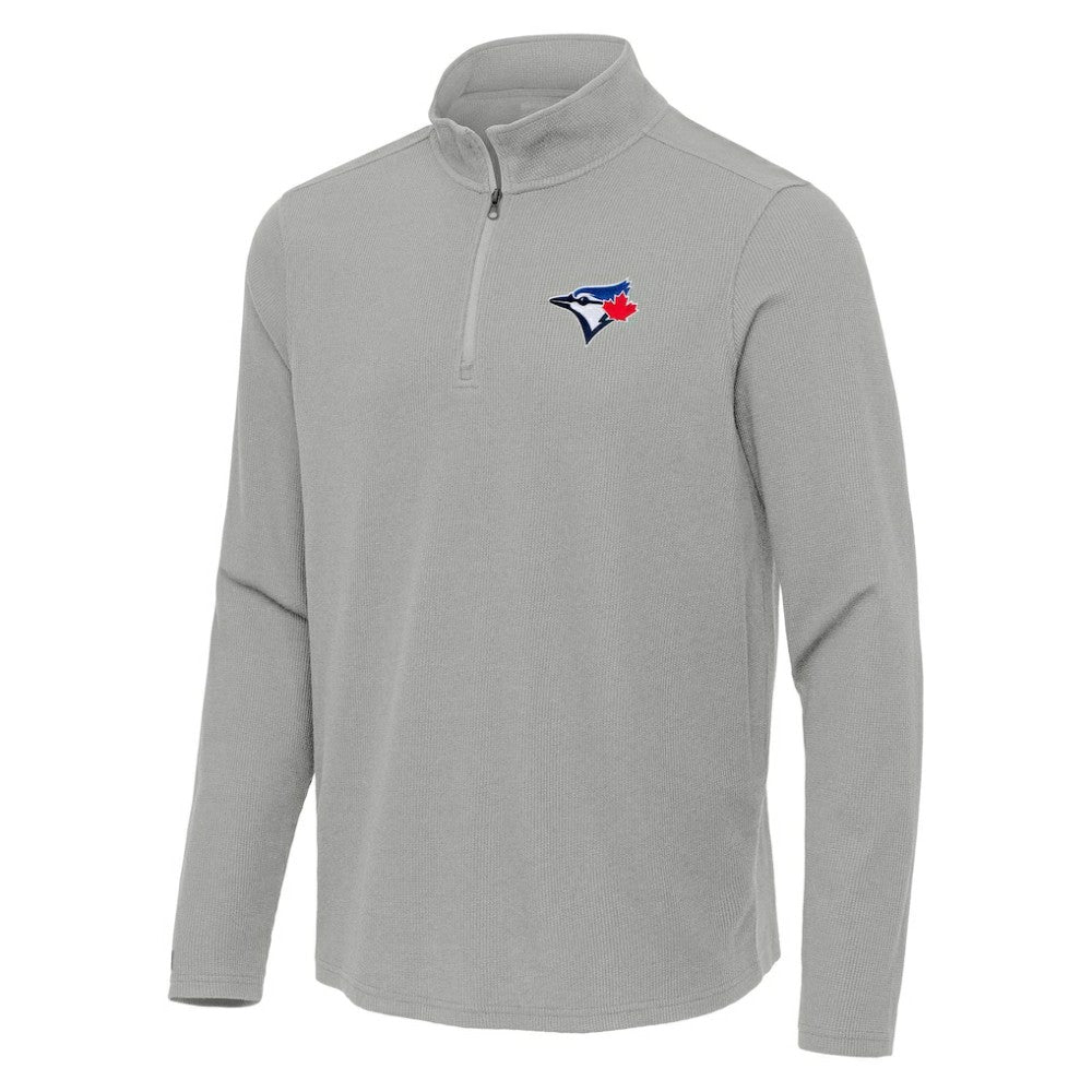 Toronto Blue Jays Antigua Sync Tri-Blend Quarter-Zip Pullover - Heather Gray - MLB Discount