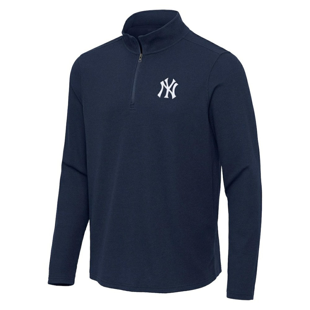 New York Yankees Antigua Sync Tri-Blend Quarter-Zip Pullover - Heather Navy - MLB Discount