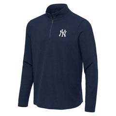 New York Yankees Antigua Sync Tri-Blend Quarter-Zip Pullover - Heather Navy - MLB Discount
