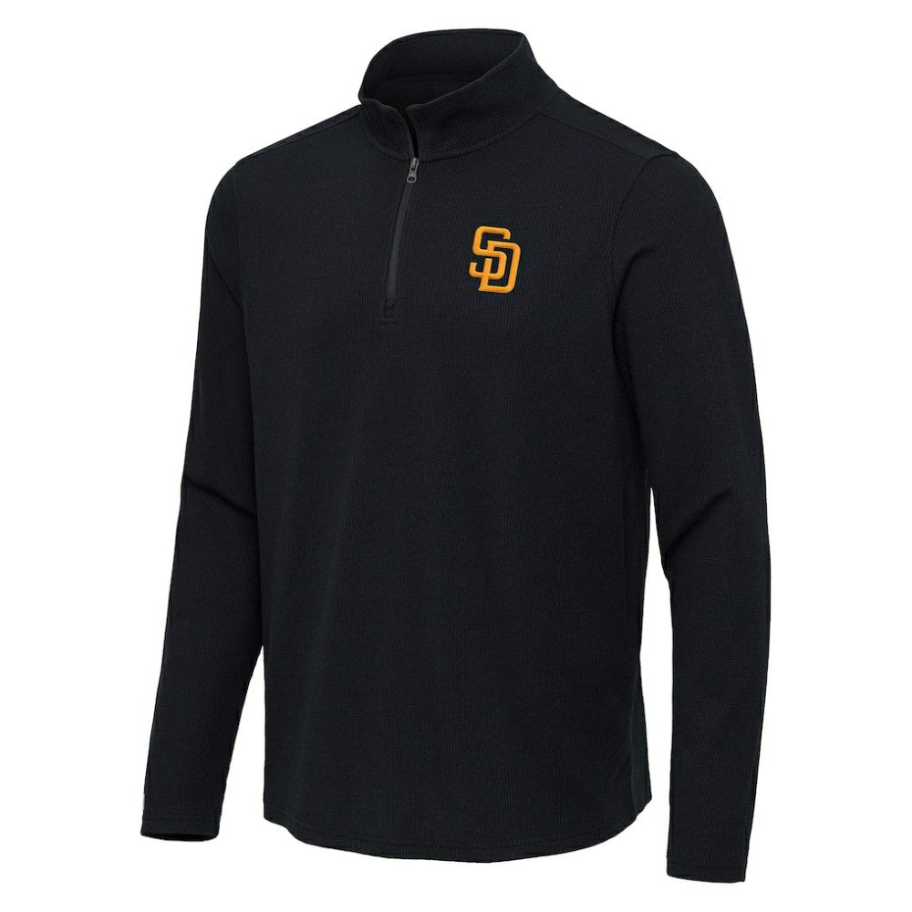 San Diego Padres Antigua Sync Tri-Blend Quarter-Zip Pullover - Heather Black - MLB Online