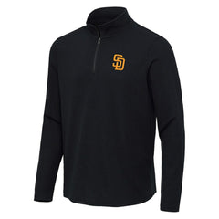 San Diego Padres Antigua Sync Tri-Blend Quarter-Zip Pullover - Heather Black - MLB Online