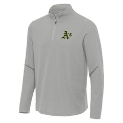 Athletics Antigua Sync Tri-Blend Quarter-Zip Pullover - Heather Gray - MLB Lifestyle
