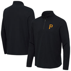 Pittsburgh Pirates Antigua Sync Tri-Blend Quarter-Zip Pullover - Heather Black - MLB Lifestyle
