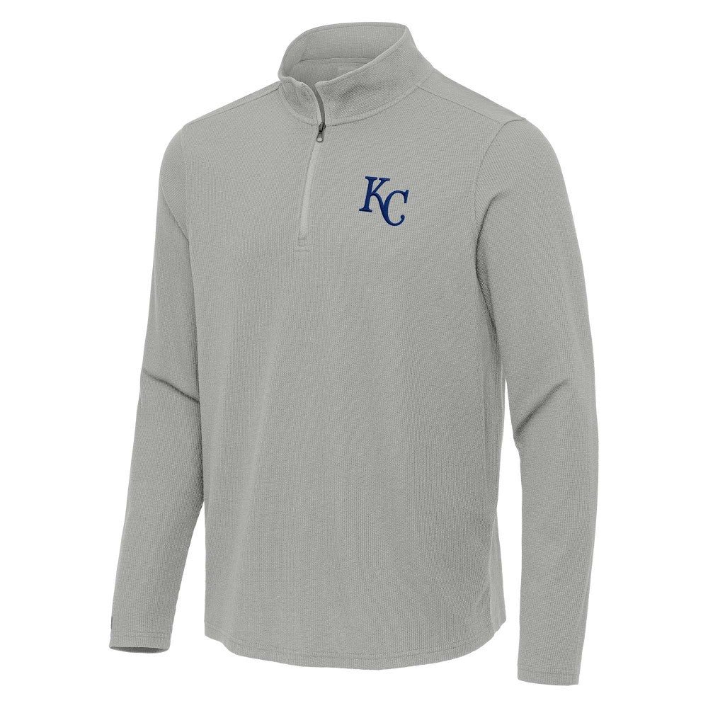 Kansas City Royals Antigua Sync Tri-Blend Quarter-Zip Pullover - Heather Gray - MLB Sale