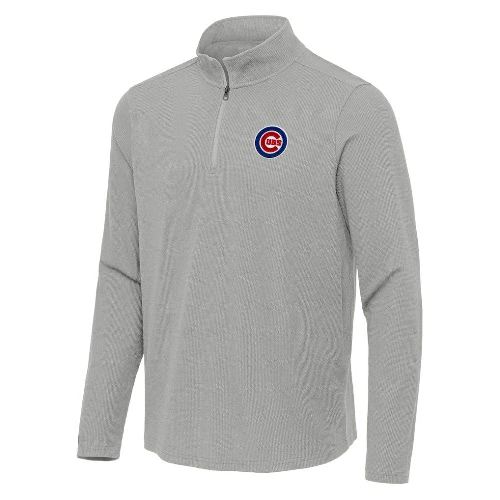 Chicago Cubs Antigua Sync Tri-Blend Quarter-Zip Pullover - Heather Gray - MLB on Sale