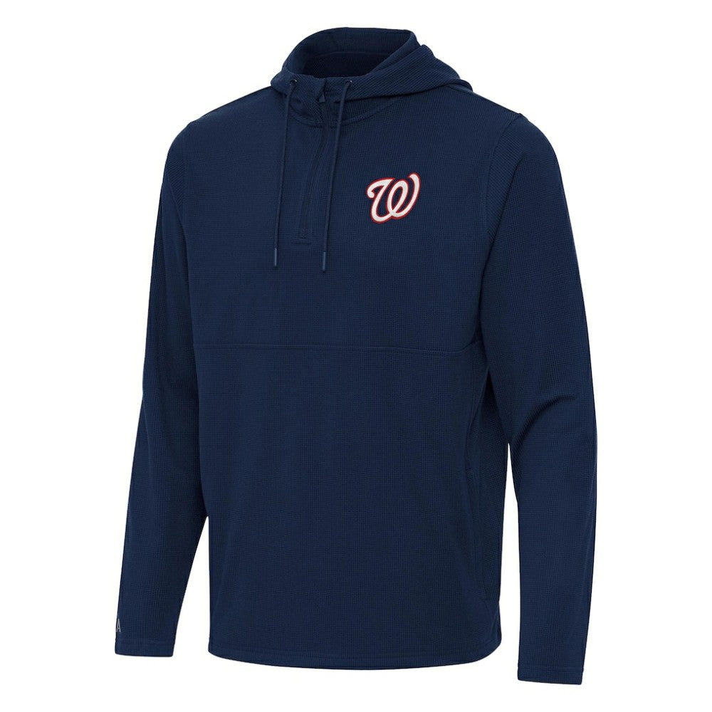 Washington Nationals Antigua Connected Quarter-Zip Pullover Hoodie - Navy - MLB Lifestyle
