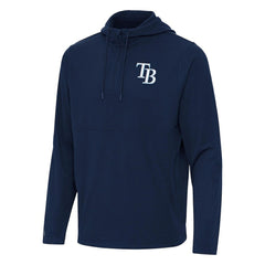 Tampa Bay Rays Antigua Connected Quarter-Zip Pullover Hoodie - Navy - MLB Sale
