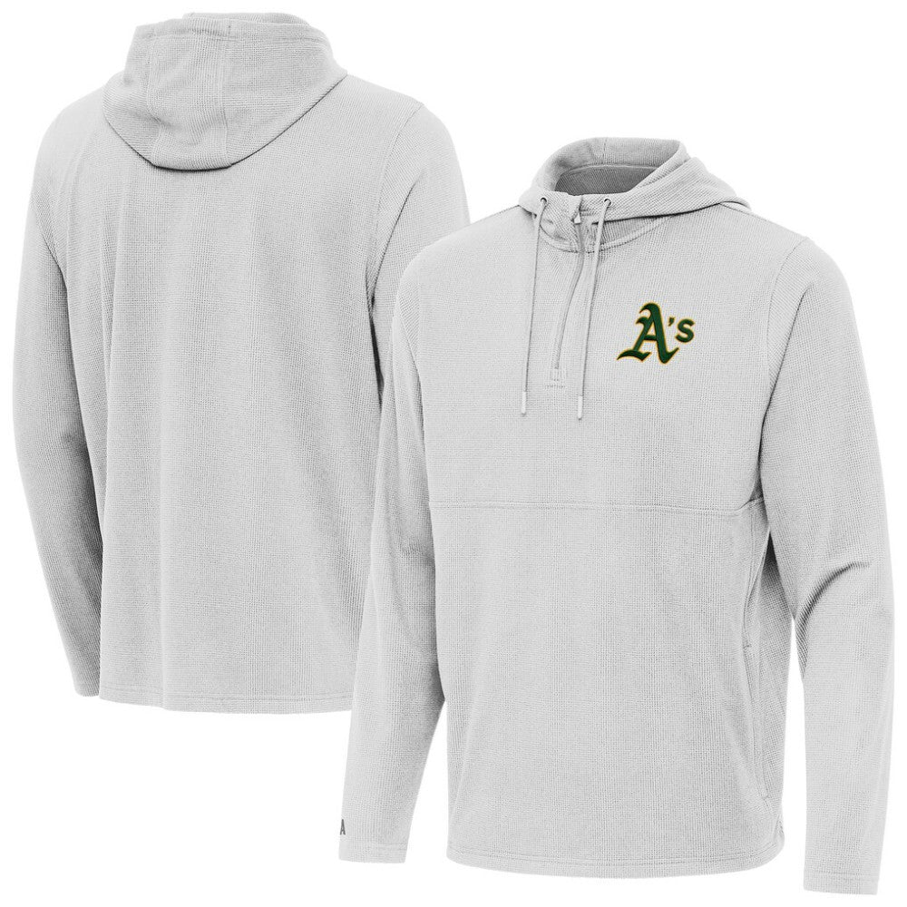Athletics Antigua Connected Quarter-Zip Pullover Hoodie - Gray - MLB on Sale