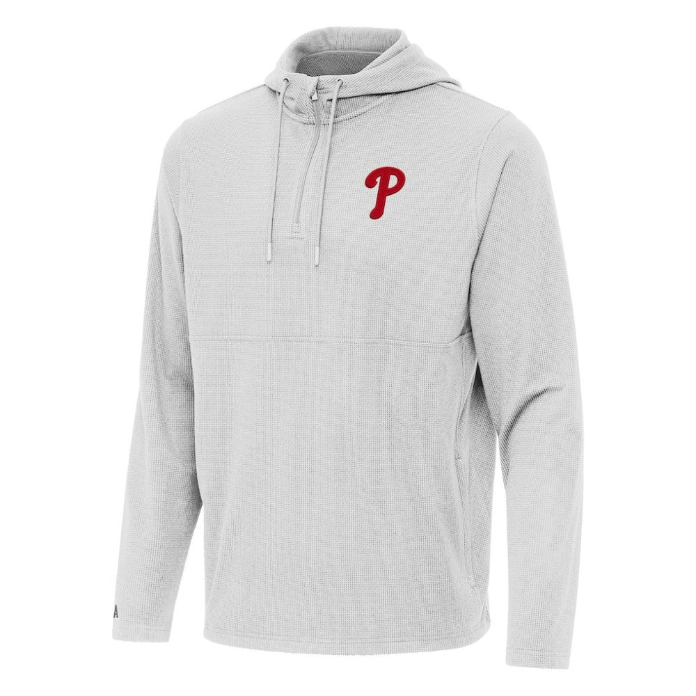 Philadelphia Phillies Antigua Connected Quarter-Zip Pullover Hoodie - Gray - MLB Lifestyle