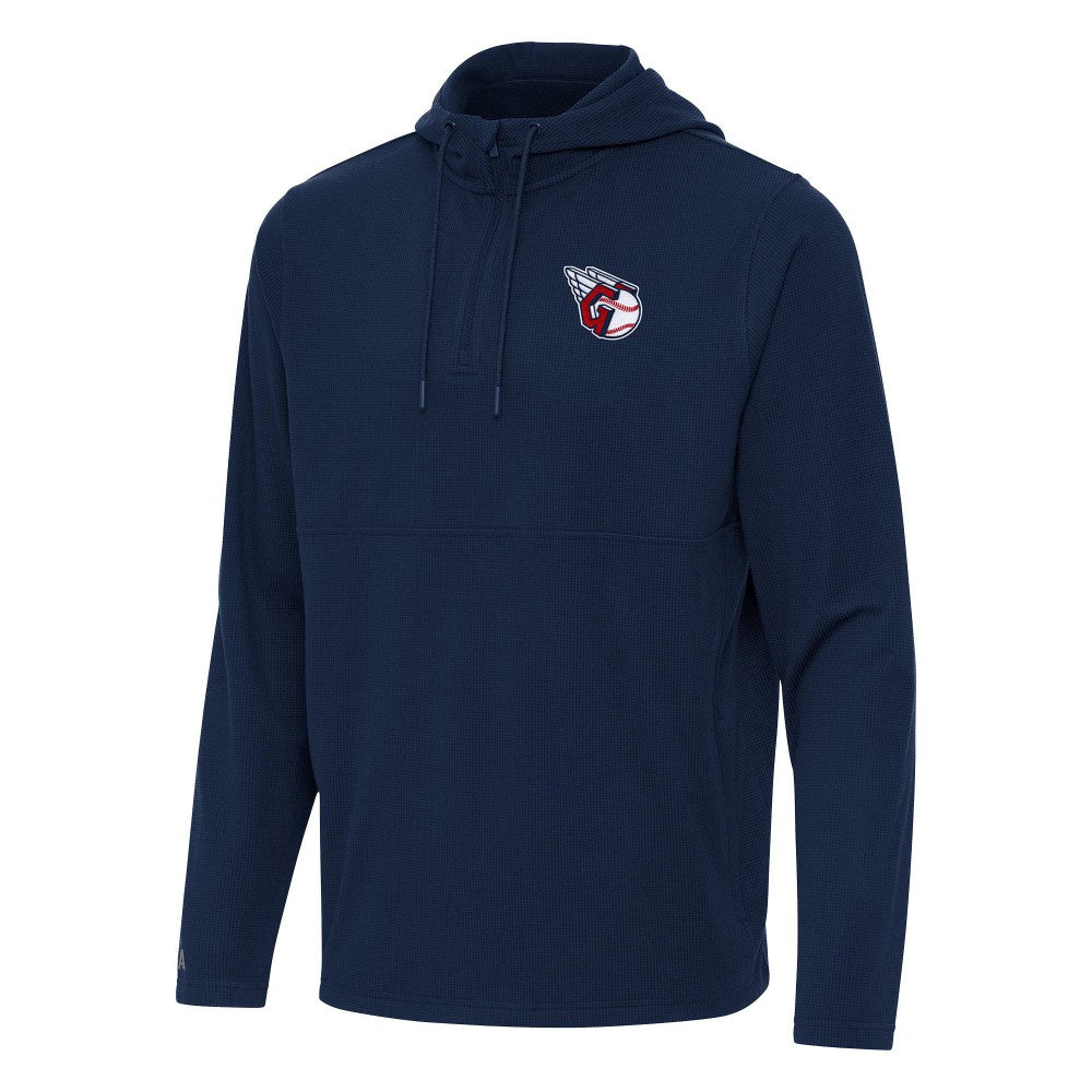 Cleveland Guardians Antigua Connected Quarter-Zip Pullover Hoodie - Navy - MLB Sale