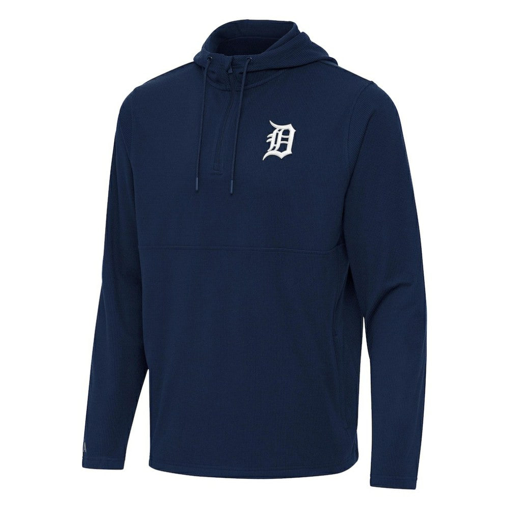 Detroit Tigers Antigua Connected Quarter-Zip Pullover Hoodie - Navy - MLB on Sale