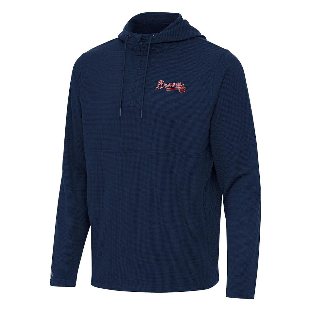 Atlanta Braves Antigua Connected Quarter-Zip Pullover Hoodie - Navy - MLB Online