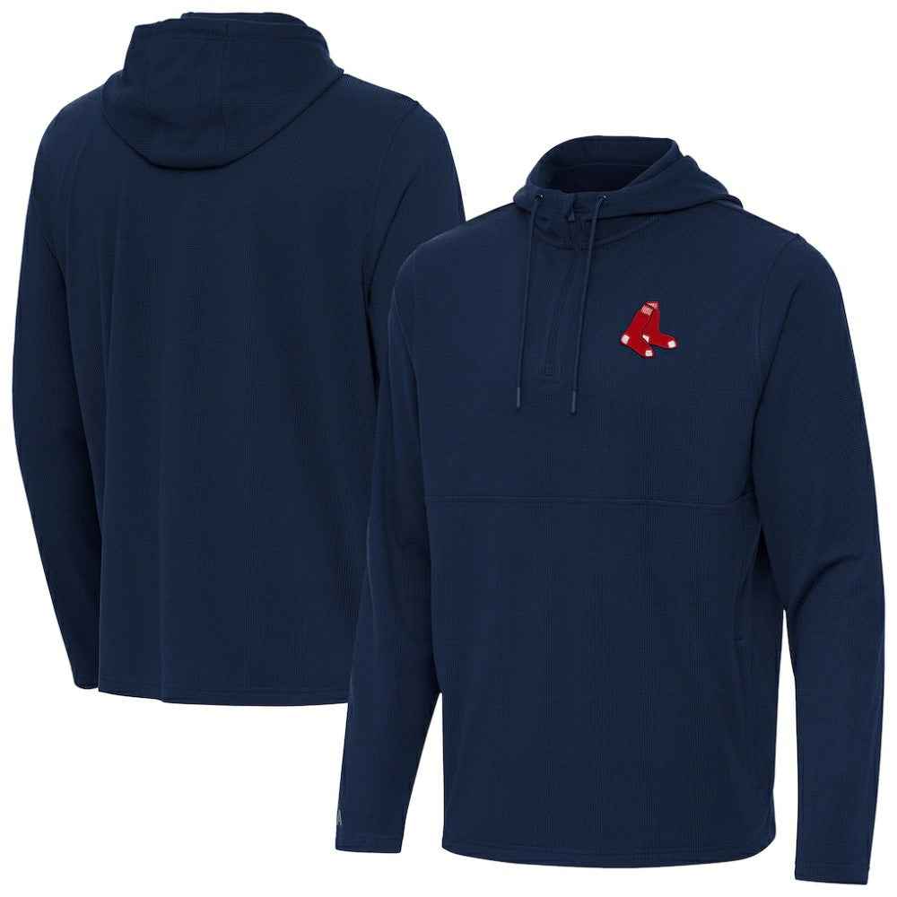 Boston Red Sox Antigua Connected Quarter-Zip Pullover Hoodie - Navy - MLB Sale