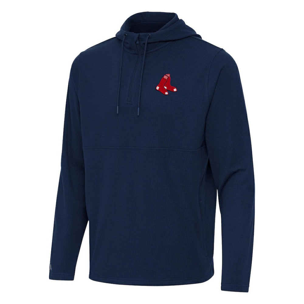 Boston Red Sox Antigua Connected Quarter-Zip Pullover Hoodie - Navy - MLB Sale