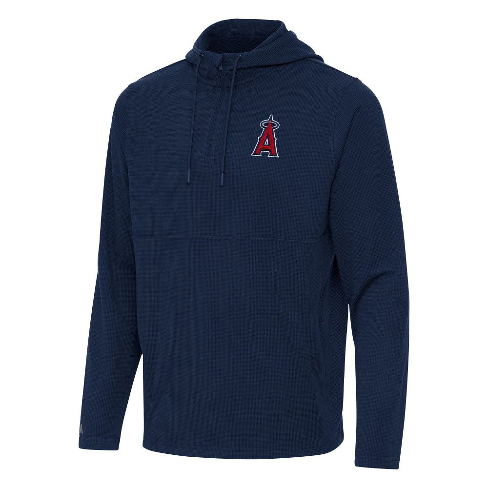 Los Angeles Angels Antigua Connected Quarter-Zip Pullover Hoodie - Navy - MLB Sale