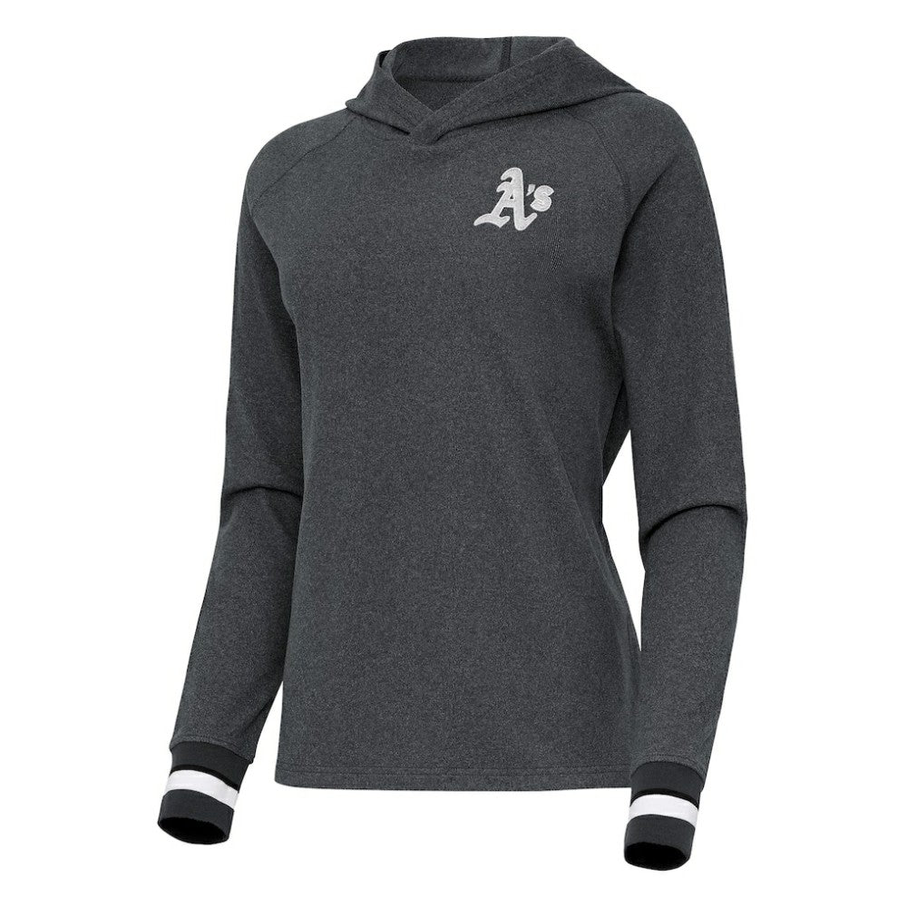 Athletics Antigua Women's Trek Pullover Hoodie - Heather Charcoal - MLB on Sale