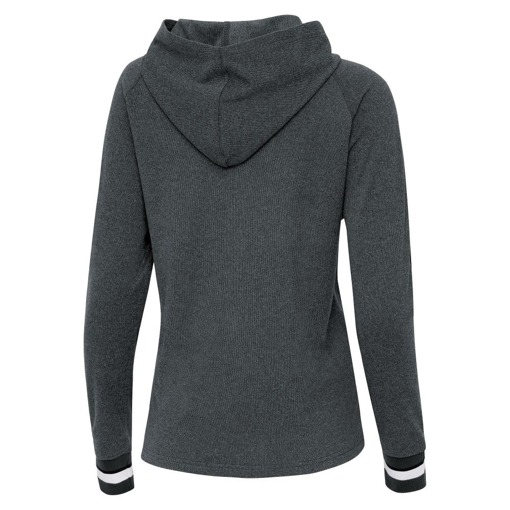 Miami Marlins Antigua Women's Trek Pullover Hoodie - Heather Charcoal - MLB on Sale