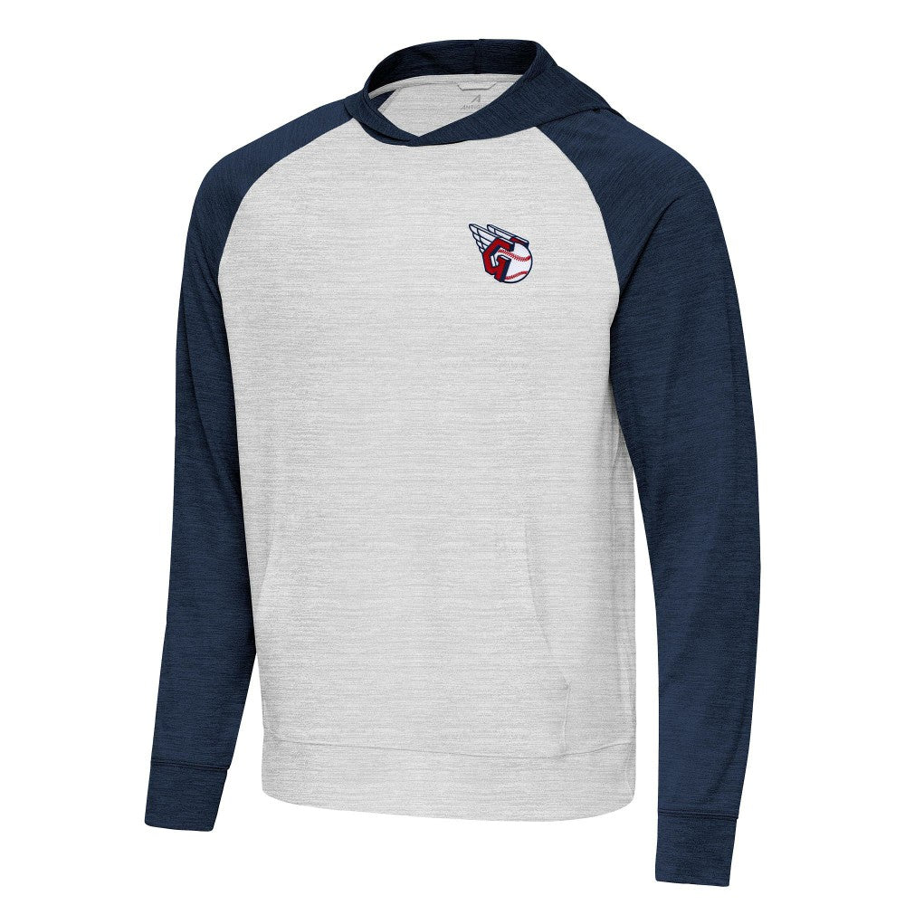 Cleveland Guardians Antigua Urgent Pullover Hoodie - Heather Navy/Gray - MLB Discount