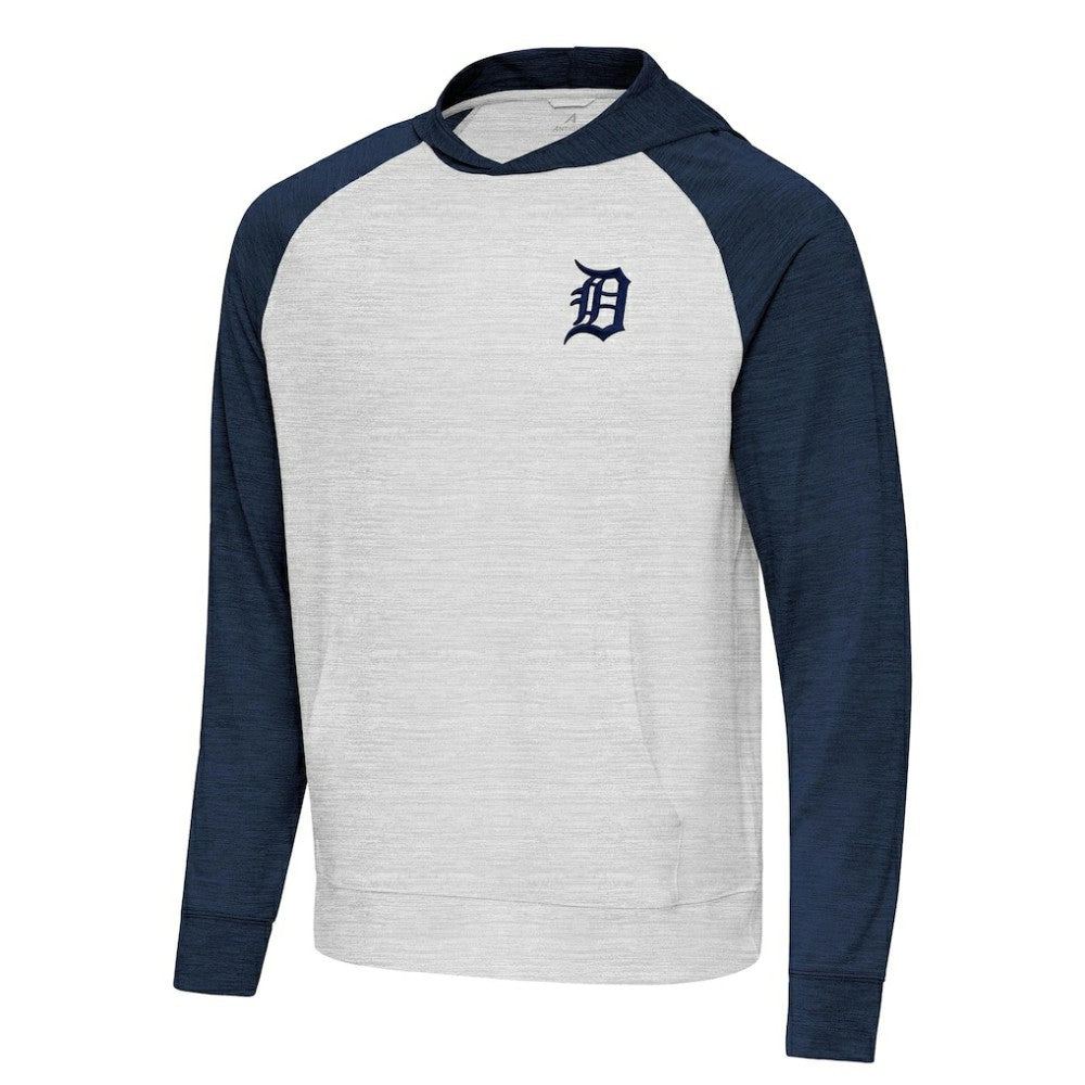 Detroit Tigers Antigua Urgent Pullover Hoodie - Heather Navy/Gray - MLB Sale
