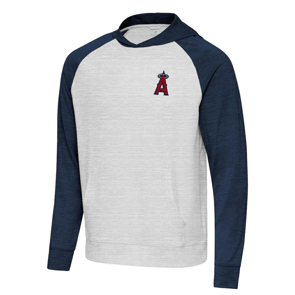 Los Angeles Angels Antigua Urgent Pullover Hoodie - Heather Navy/Gray - MLB Sale