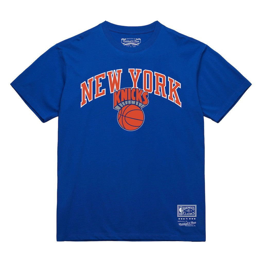 New York Knicks Hardwood Classics Vintage Logo T-Shirt Blue | Mitchell & Ness US