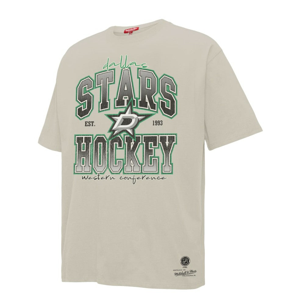 Dallas Stars Mitchell & Ness Women's Dump & Chase Boyfriend T-Shirt - Cream - NHL 203151849